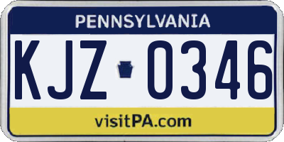 PA license plate KJZ0346
