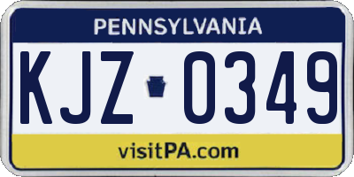 PA license plate KJZ0349