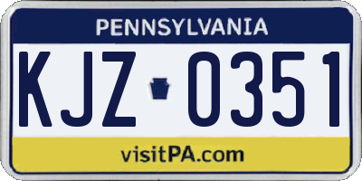 PA license plate KJZ0351