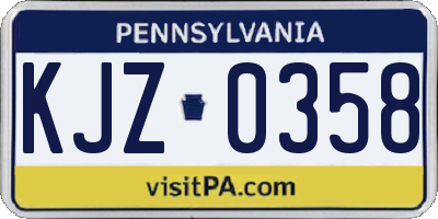 PA license plate KJZ0358