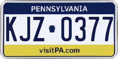 PA license plate KJZ0377