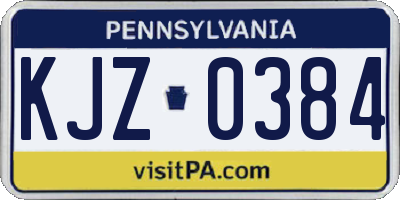 PA license plate KJZ0384