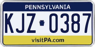 PA license plate KJZ0387