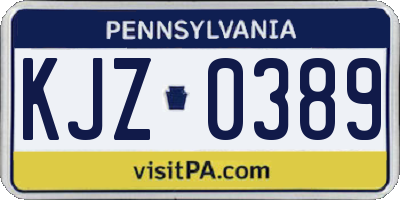 PA license plate KJZ0389