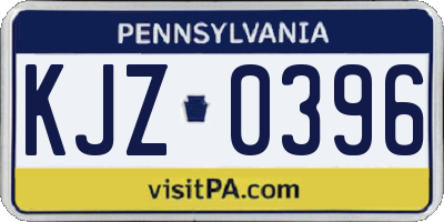 PA license plate KJZ0396