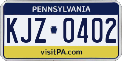 PA license plate KJZ0402