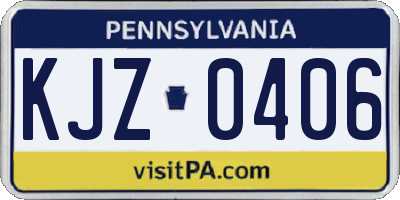 PA license plate KJZ0406
