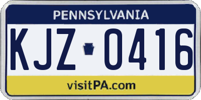 PA license plate KJZ0416