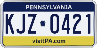 PA license plate KJZ0421