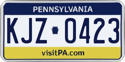 PA license plate KJZ0423