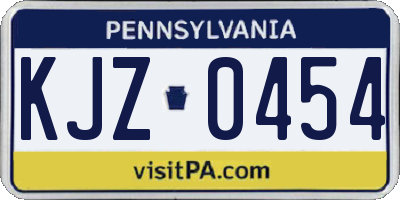 PA license plate KJZ0454