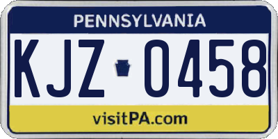 PA license plate KJZ0458