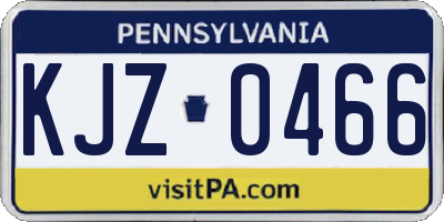 PA license plate KJZ0466
