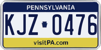 PA license plate KJZ0476