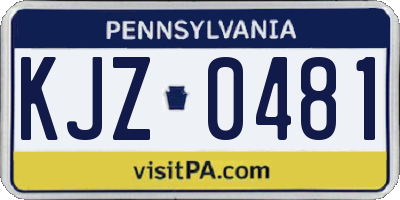 PA license plate KJZ0481