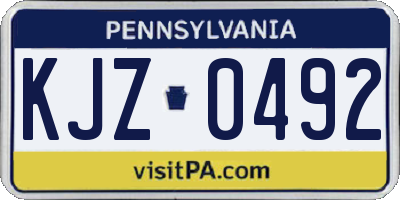 PA license plate KJZ0492
