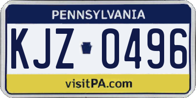PA license plate KJZ0496