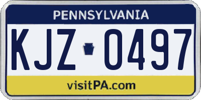 PA license plate KJZ0497