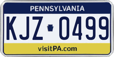 PA license plate KJZ0499