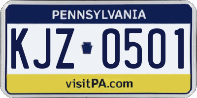 PA license plate KJZ0501