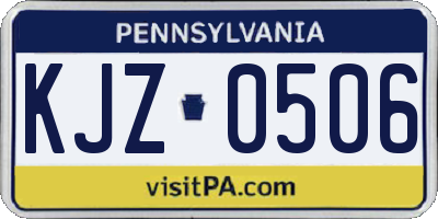 PA license plate KJZ0506