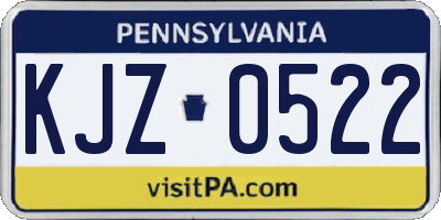 PA license plate KJZ0522