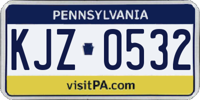 PA license plate KJZ0532