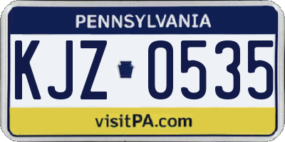PA license plate KJZ0535