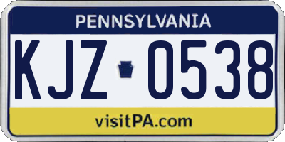 PA license plate KJZ0538