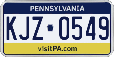 PA license plate KJZ0549