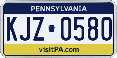 PA license plate KJZ0580