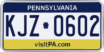 PA license plate KJZ0602