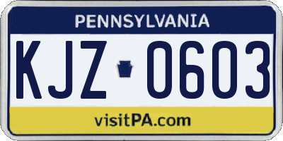 PA license plate KJZ0603