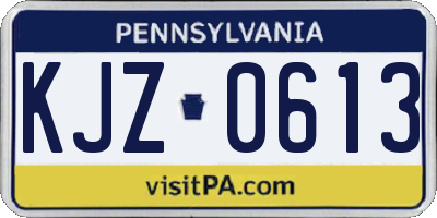 PA license plate KJZ0613