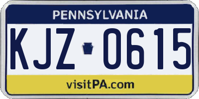PA license plate KJZ0615