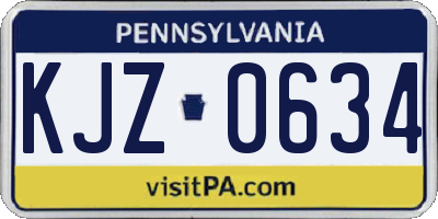 PA license plate KJZ0634