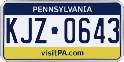 PA license plate KJZ0643