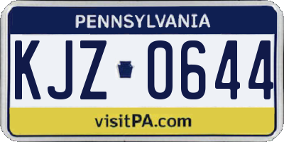 PA license plate KJZ0644