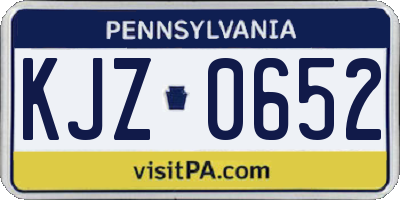 PA license plate KJZ0652