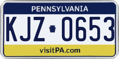 PA license plate KJZ0653