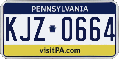 PA license plate KJZ0664