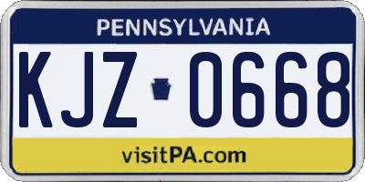 PA license plate KJZ0668