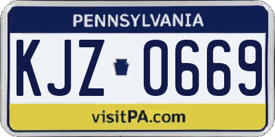 PA license plate KJZ0669