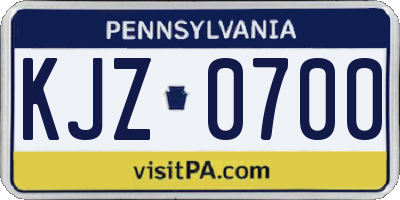 PA license plate KJZ0700
