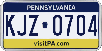 PA license plate KJZ0704