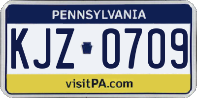 PA license plate KJZ0709
