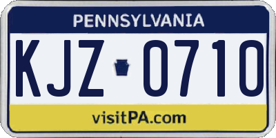 PA license plate KJZ0710