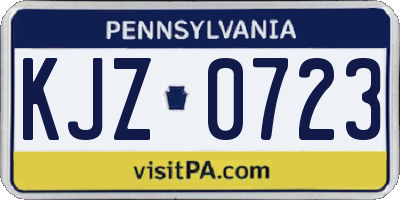 PA license plate KJZ0723