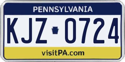 PA license plate KJZ0724