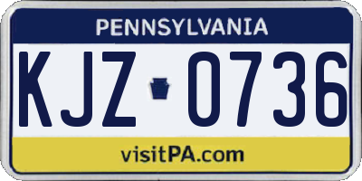 PA license plate KJZ0736